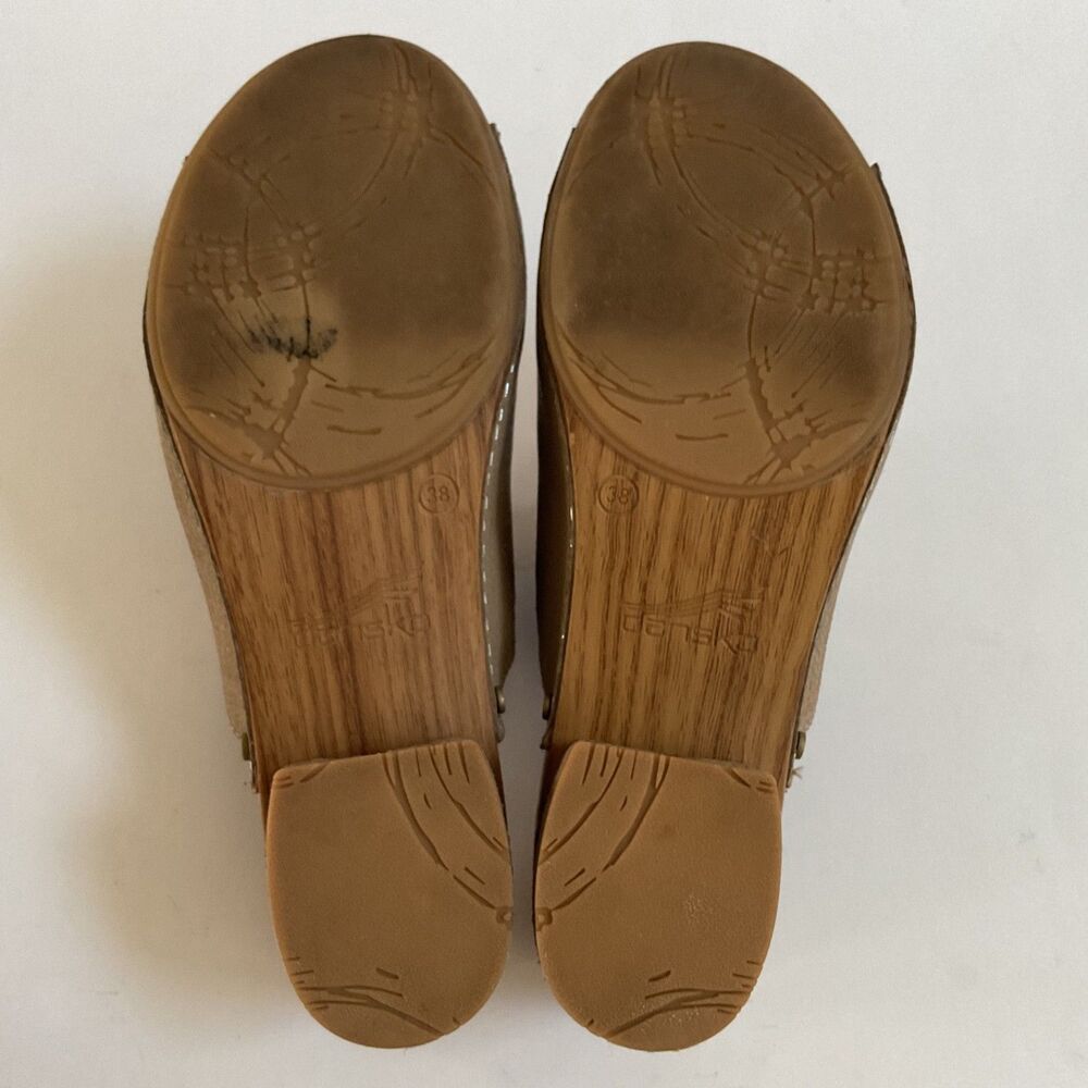 Dansko Maci Women’s 38 US 7.5-8 Taupe Textured Leather Open-Toe Slide Sandals - Picture 9 of 10